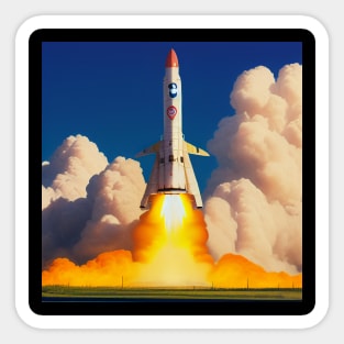 Vintage Space Rocket Launch Sticker